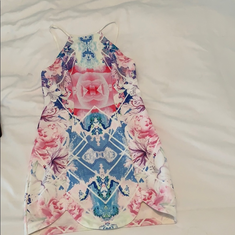 Petal hem halter top mini dress